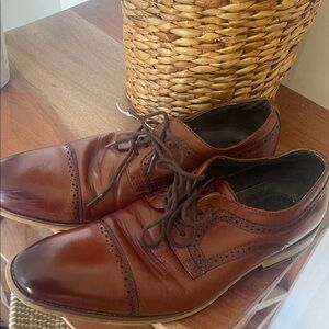 Stacy Adams Cognac Brown Cap-Toe Oxford Lace-Up